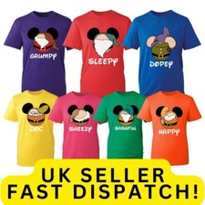 Kids Adults Seven 7 Dwarfs Snow White Happy Costume Funny Bashful Dopey T-shirts