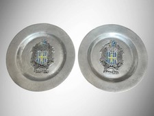 Vintage 1970's Ethan Allen Pewter Decorative Allen Crest Plates