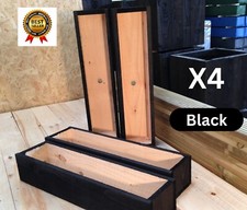 Clearance! Value set of 4 large black wooden garden window box herb planters