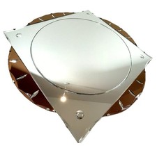 Art Deco Vintage Mirror assymetrical Bevelled Frameless Peach Panel Mirror woode