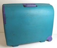 Vintage Carlton Hard Shell Suitcase With Combination Lock Turquoise & Purple