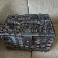 M&S Brown  Hamper Basket With Handle Lockable Picnic Storage Home Decor Logo