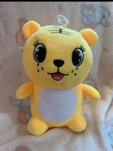 Yellow white plush teddy - white,