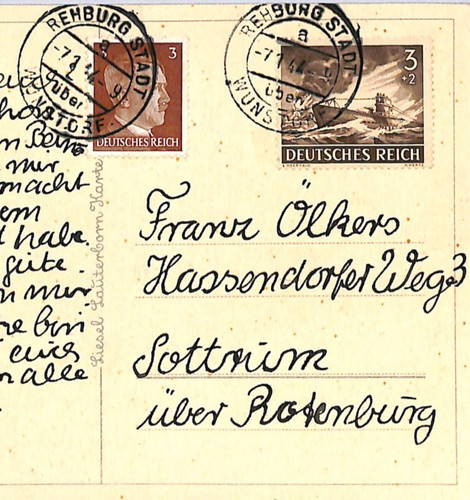 Germany ww2 postcard - postcard, 3+2pf