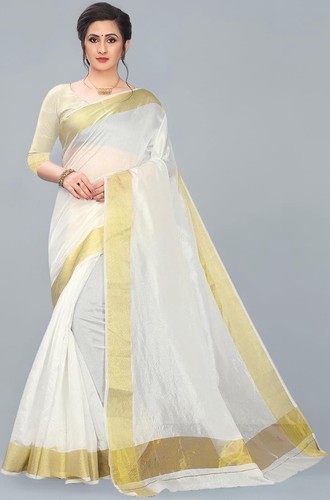 Kerala kasavu saree white gold - kerala,