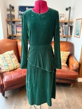 Maje Green Velvet Peplum Dress Christmas Party Dress Size 1 UK 8