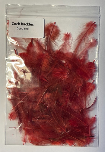 Cock hackles dyed red fly - hackles,