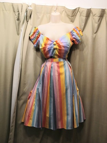 Collectif rainbow skirt blouse - rainbow,