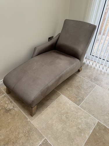 Brown leather chaise longue - brown,
