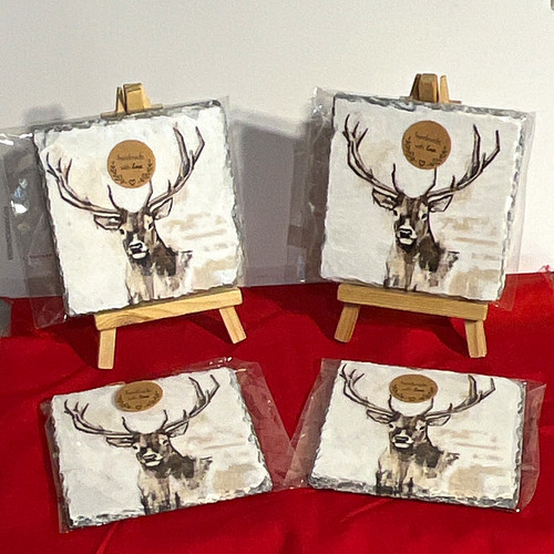 Set decoupage slate stag - set, of