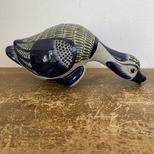 Tonala Pottery Bird Hanging Blue Vintage Mexico Blue Stoneware Ceramic