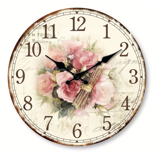 Vintage floral wall clock - vintage,