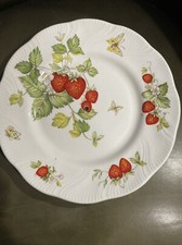 Queens Bone Virginia Strawberry Cake Stand Replacement Plate Green Edge