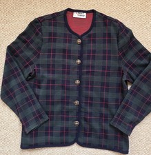 Vintage Festive Tartan Cardigan by Richard Stump | 80s 90s RETRO UK 16