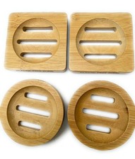 Bamboo Soap Dish Round Soap Bar Tray Square Bamboo Dish Shampoo Bar Dish 1/2/4