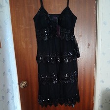 Debut padded bust black Mesh Embellished Dress Size 14 bnwt £100
