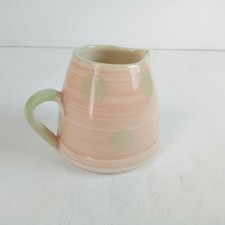 Handmade Ceramic Studio Pottery Small Creamer Jug Pink Green Polka Dot