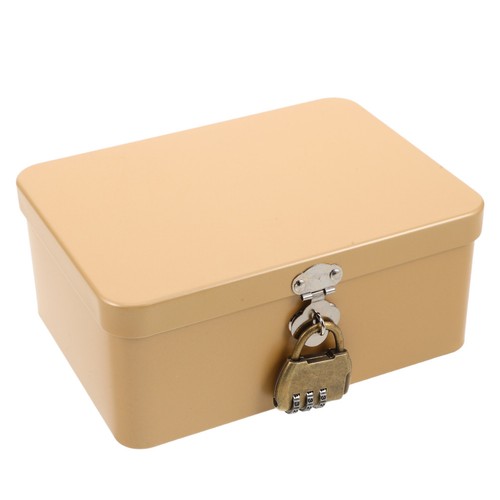 Retro golden tin storage box - golden,