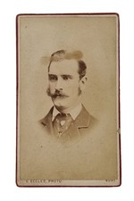 CDV VICTORIAN GENTLEMAN WITH CRAVAT & MOUSTACHE, EDMUND ECCLES, BURY