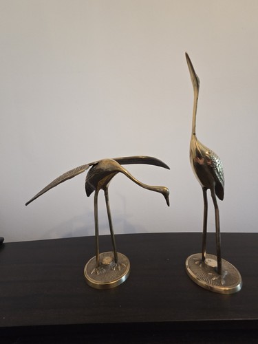 Vintage solid brass - brass, heron