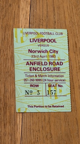 Ticket 1982 liverpool v - 1982/83,