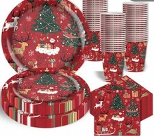 80pcs Christmas Plates Dinner Set-Tableware set- Disposable plates cups napkins
