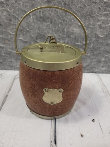 Vintage wooden biscuit barrel - vintage,