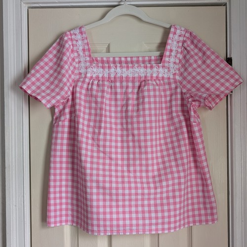 Talbots pink plaid embroidered - plaid,