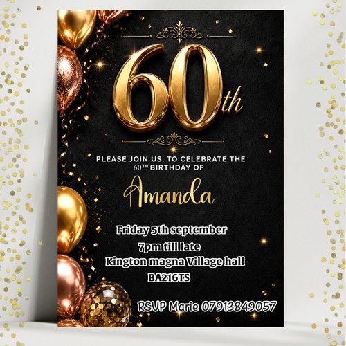 Personalised 60th black - 60th,