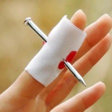 Nail through finger - finger, with
