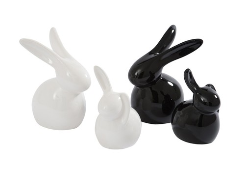 Pair rabbits black - rabbits, white