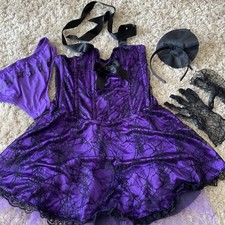Fabulous Ann Summers Witch Outfit Dress , Hat , Briefs  & Gloves  Size 12
