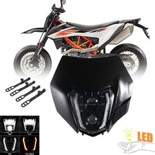 Universal Dirt Bike LED Head Lamp DRL for Motorcycle Dirt Pit Bike Black Mask