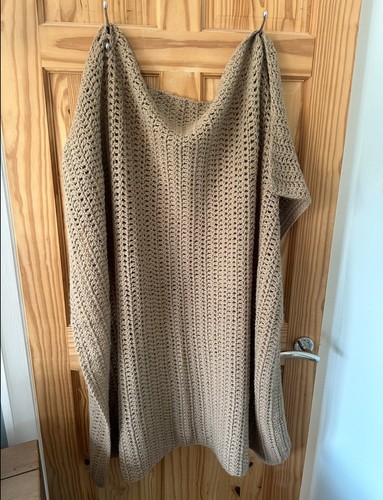 Beige hand knitted - hand, throw