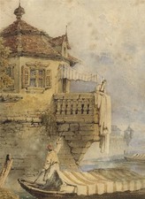 In The Style Of Samuel Prout - At Wurzburg - Watercolour Painting - 19th Century