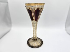 Antique Bohemian wine glass - Moser c. 1910 - garnet cut to clear crystal