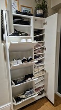 Hall Wall Shoe Cabinet with Full Length Mirror fits min 16 pairs of shoes