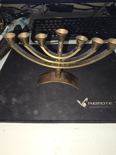 Small brass looking menorah - small,