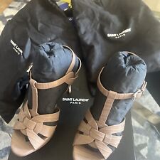 Saint Laurent Tribute Sandals 75 Taupe Lizard Print Size EU 35.5 UK 3