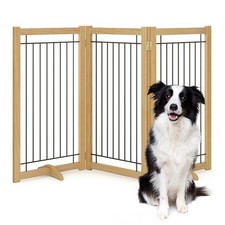 Wire Dog Gate Solid Wood