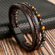 Braided Fashion Bracelets PU Leather Bracelet Bangle Wrap Wristband Mens Gift