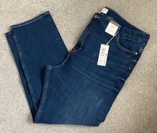 NEW M&S Med Indigo Magic Shaping High Waisted Straight Leg Jeans 22L/24S/24R