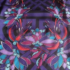 Biba Purple Multi Black Logo Bird Scarf - Vintage Elegance. SALE 