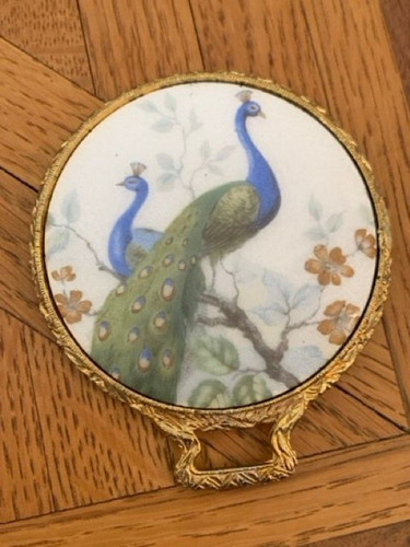 Vintage peacock compact - vintage, mirror