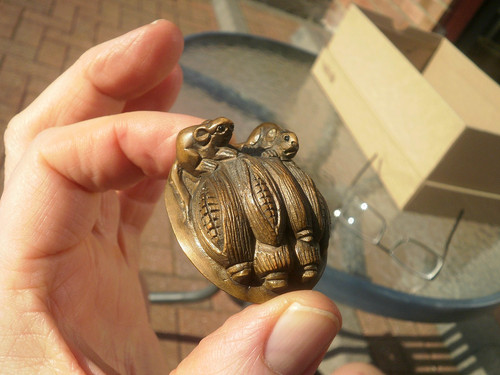 Hand carved wood netsuke - hand,