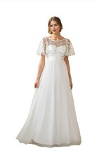 Ever-Pretty Dress Short Sleeve Embroidery Empire Waist A Line Floor Length UK 12