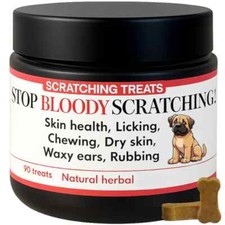 Itching relief dog treats scratching licking rubbing chewing allergies 90 tablet