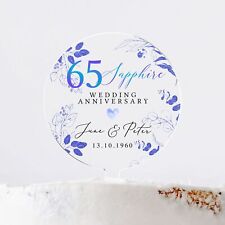 Personalised 65th Anniversary Cake Topper, Sapphire Anniversary Cake Topper