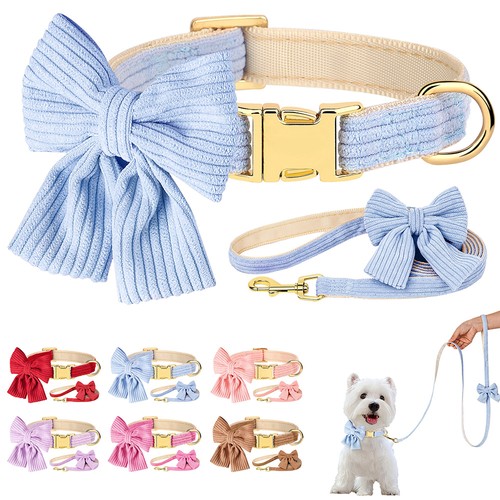 Velvet dog collar and lead - velvet, set