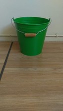 IKEA Socker Green Metal Bucket 27cm 10L Plant Flower Pot Garden Wooden handle